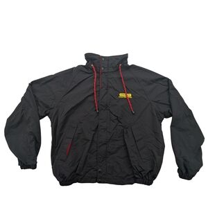 Swingster Jacket Mens Medium USA Stanley Door Systems Windbreaker Black Retro